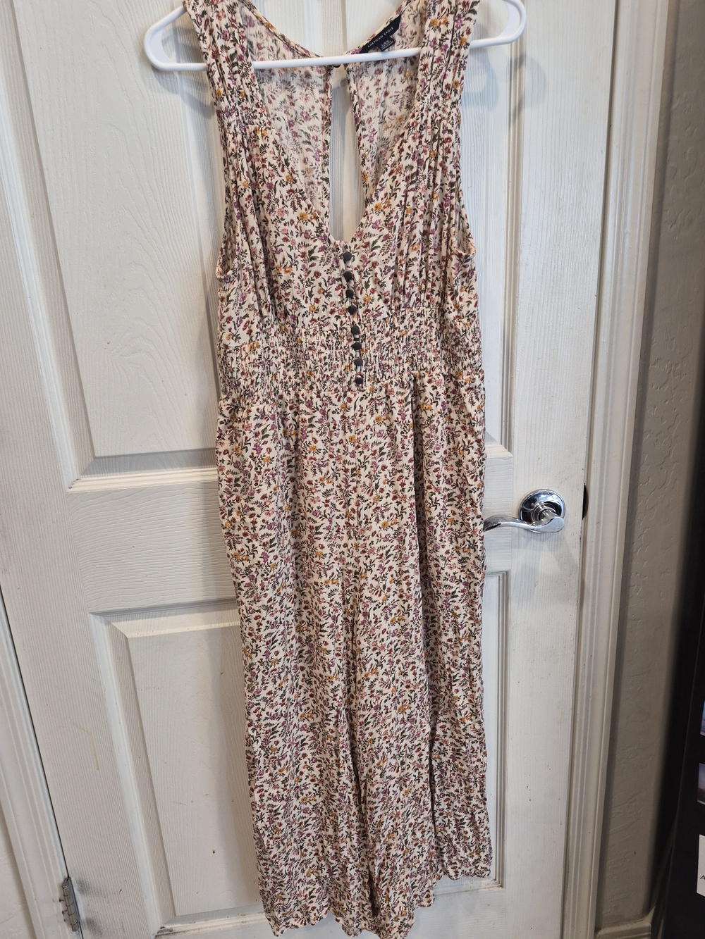 Floral Sleeveless Jumpsuit in Cream with Pink & Green Accents